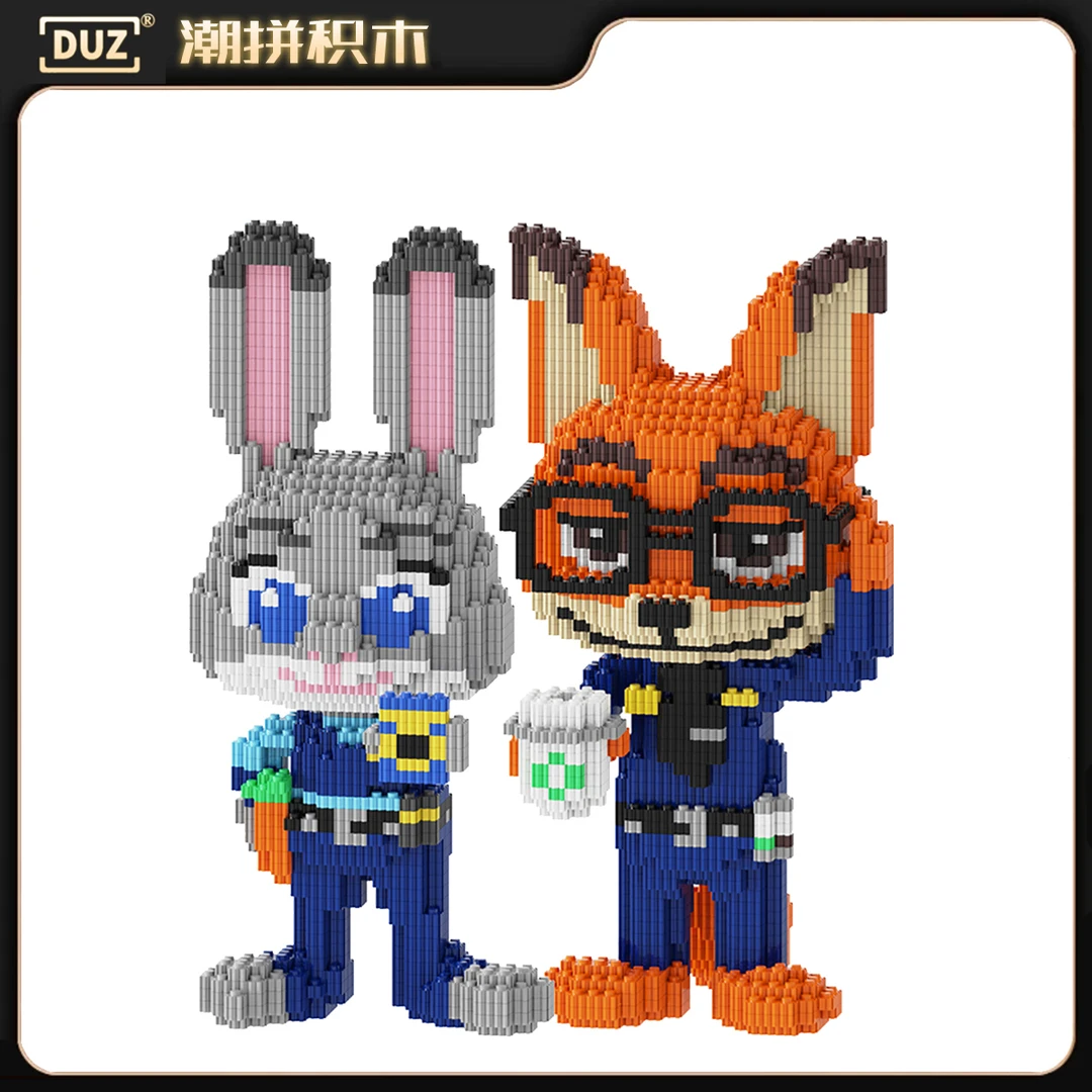 【拍一发二】30CM动物城警官兔狐狸积木串联颗粒立体摆件男女孩礼物