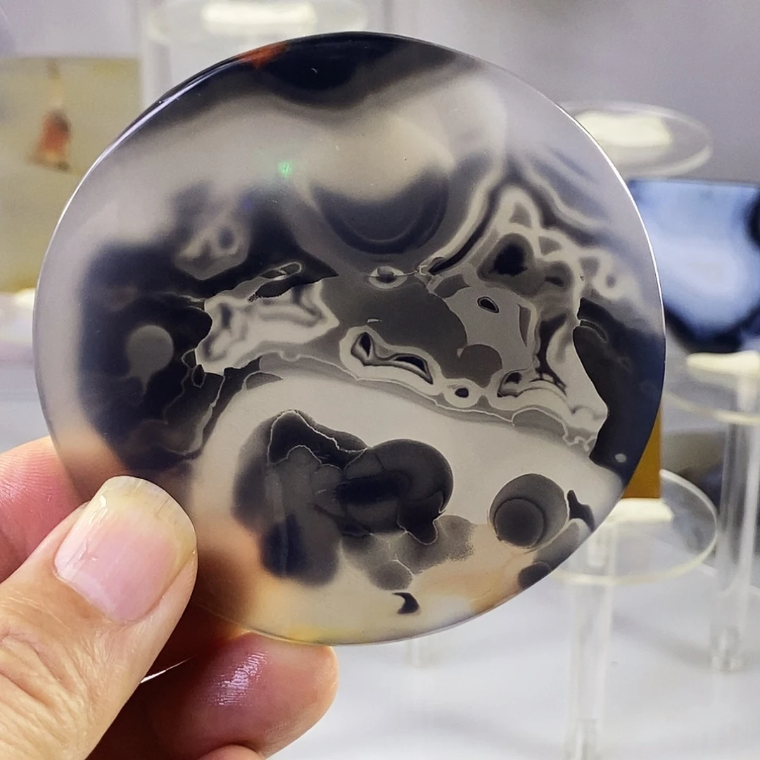 合成碳硅石非金属时尚图纹画面石饰品