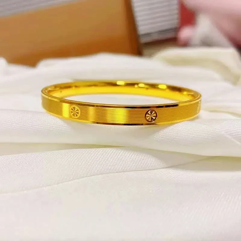 铜合金手镯 【米字拉丝手镯】高定版车花工艺星星钻纹手环高级时尚