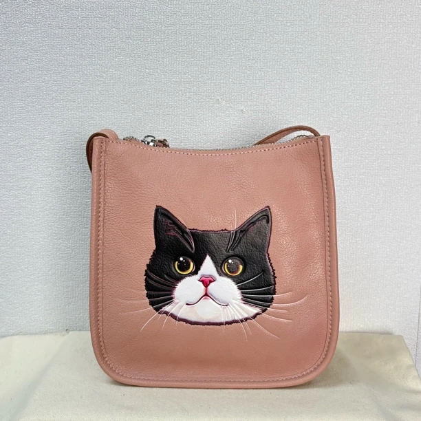 水晶植鞣头层牛皮竖版手机包【3D高分子热熔印制】81207