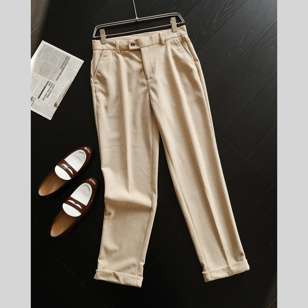 THON BERRY秋冬复古男士灯芯绒直筒长裤百搭商务通勤休闲裤XXK013