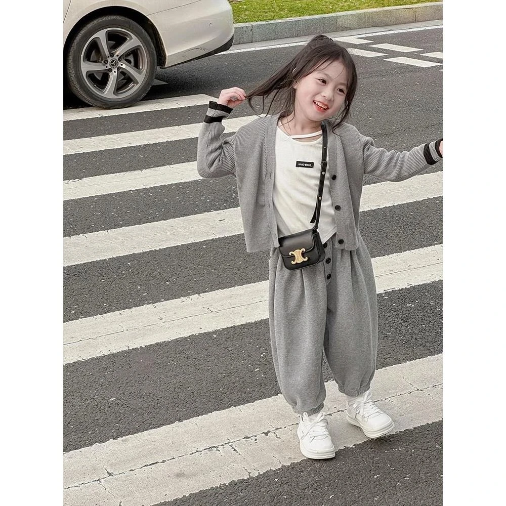 女童秋装2025新款网红洋气时髦女宝宝韩版春秋中小童运动两件套潮