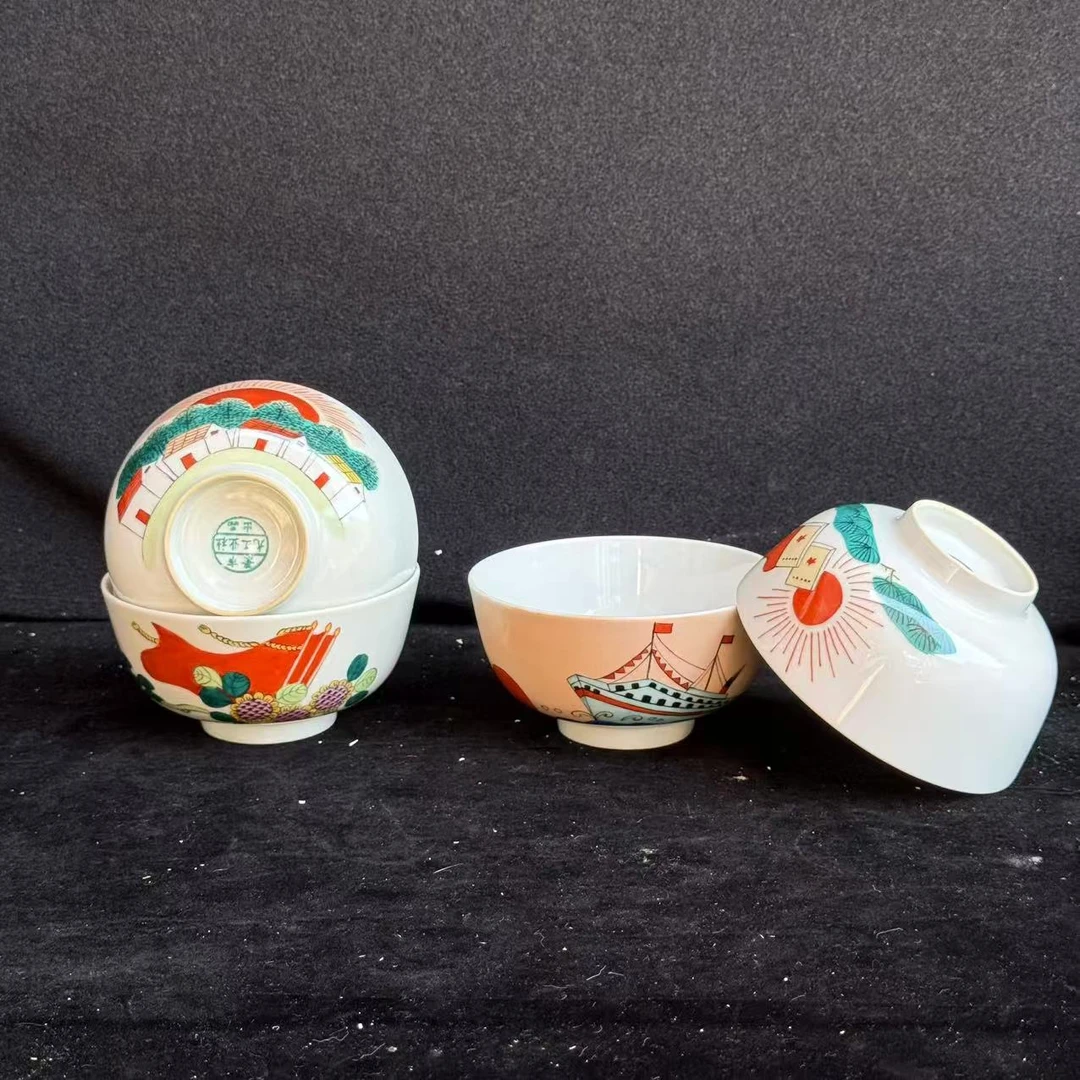 景德镇WG题材手绘粉彩4.5寸薄胎中式传统老式11.5cm罗汉碗奶茶碗