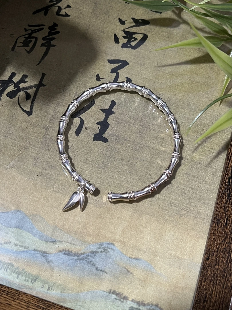 足银手镯 足银999竹节手镯