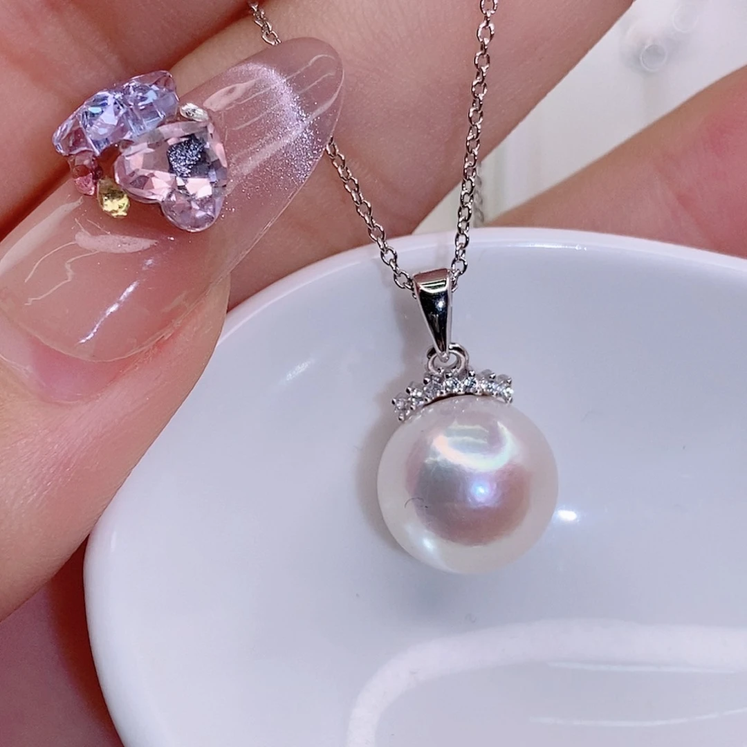 淡水珍珠银S925镶嵌颈饰11+