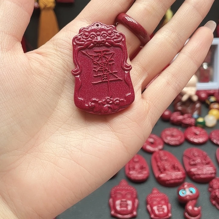 天然辰砂雨渐耳吊坠