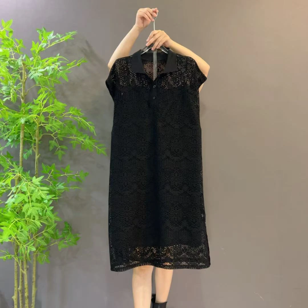 23011夏季新款欧货时尚镂空设计吊带连衣裙两件套大码女装