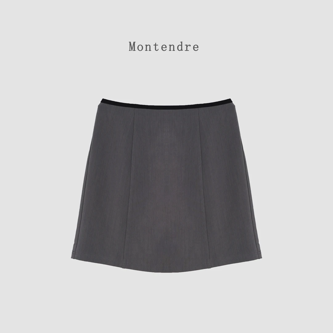 【Montendre】春夏新款 R 时尚休闲风高腰短裙简约拼色百搭半身裙