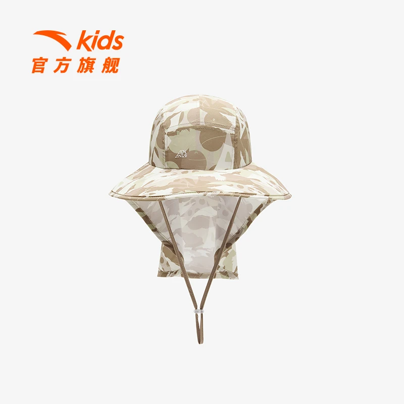 安踏儿童男女大童渔夫帽2025款透气舒适抗紫外线青少年休闲帽子潮