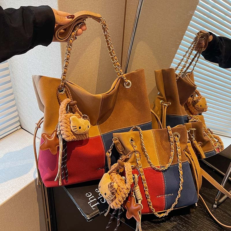 艾米兔女包2025新款小众手提百搭拼色设计链条潮流洋气单肩斜挎包