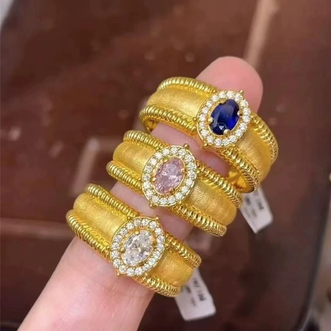 铜合金戒指 新款拉丝鸽子蛋