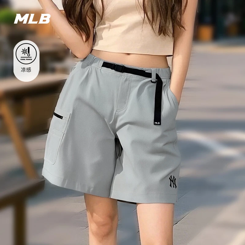 MLB官方 男女情侣经典logo凉感休闲百搭梭织短裤25春季新款SMB04