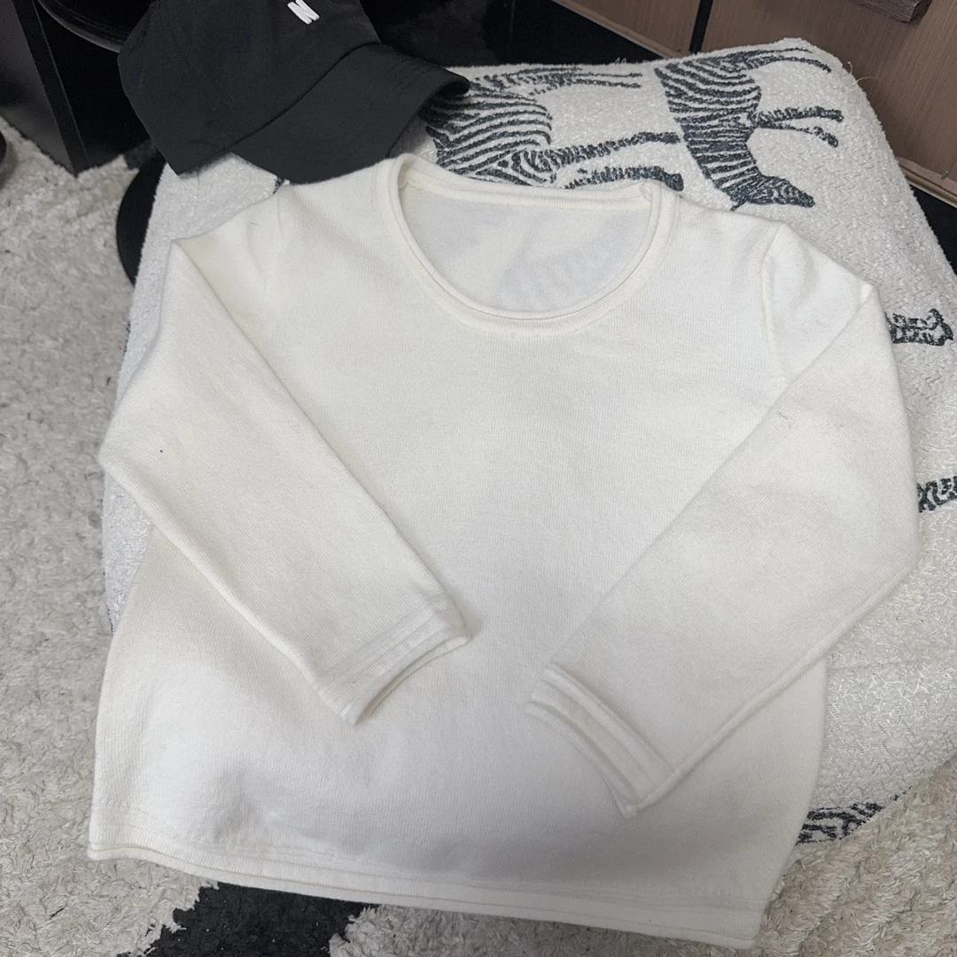 现货MZ.儿童春季百搭纯色卷边圆领毛衣打底1539