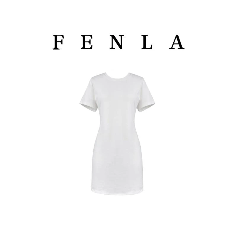 【惠姐私服】短袖T恤裙圆领纯色舒适宽松打底显瘦连衣裙 82606