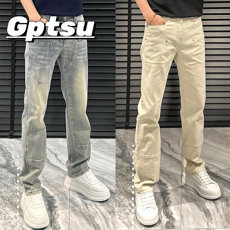 GPTSu牛仔裤男士百搭显瘦工装直筒裤春秋新款潮流修身气质休闲裤