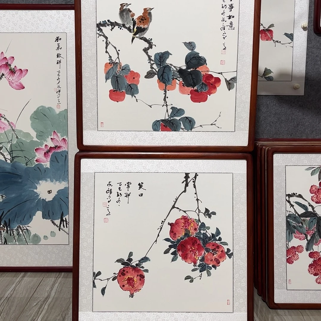 国画书画作品带框63×63