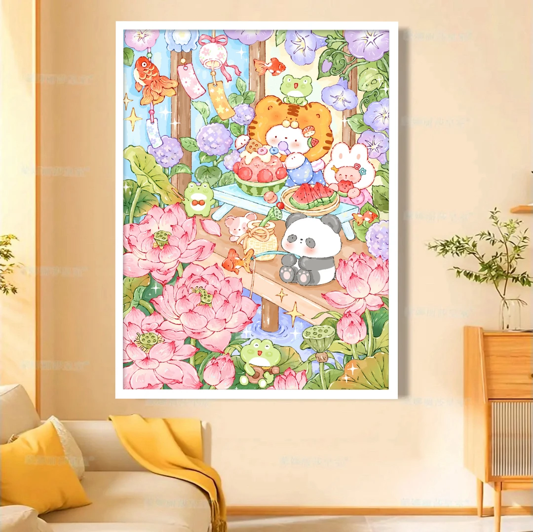 【巧巧原创十字绣】垂钓小聚65*85cm60色大格四股绣客厅卧室玄关