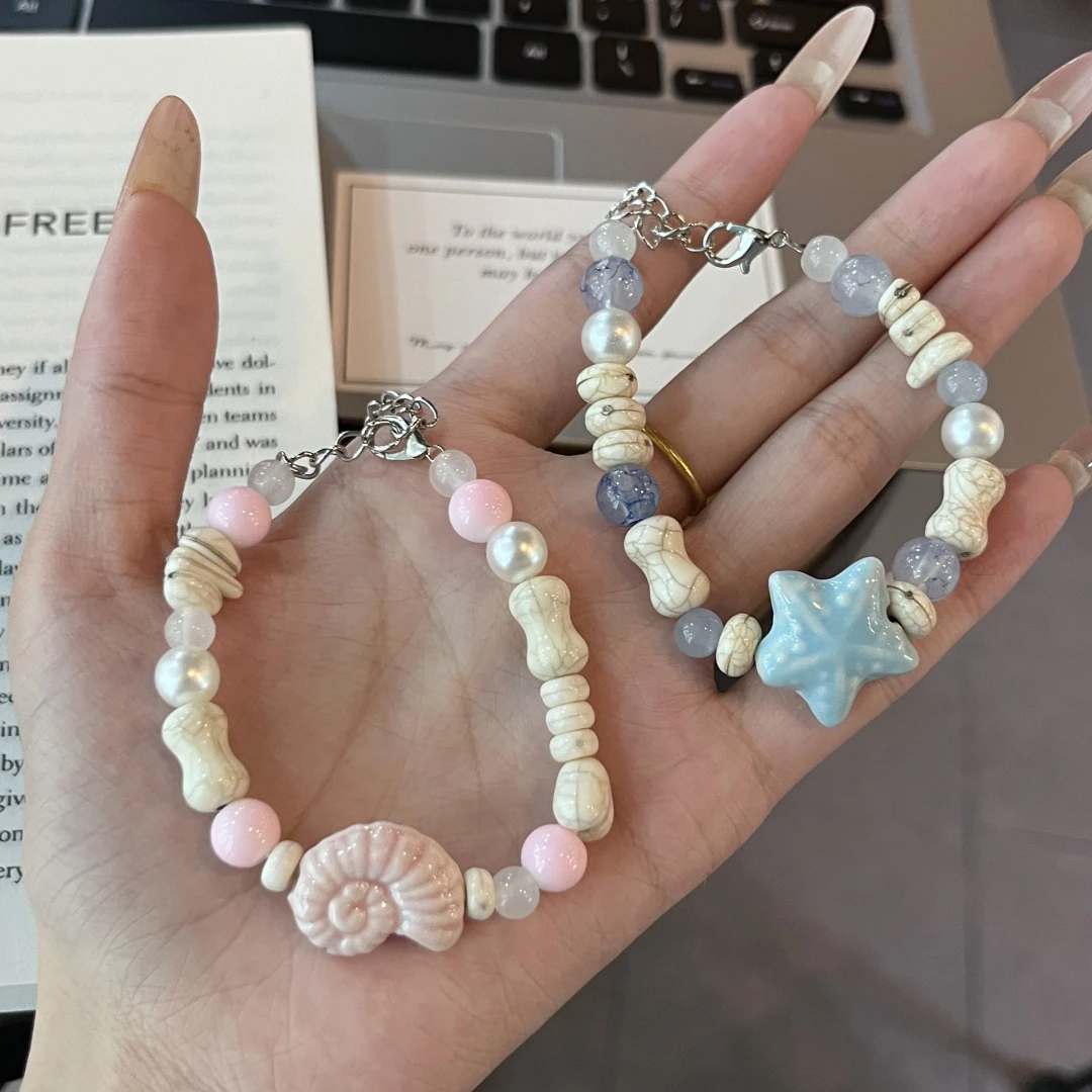 卡通手串多巴胺小清新小蜗牛海星可爱奶油风饰品