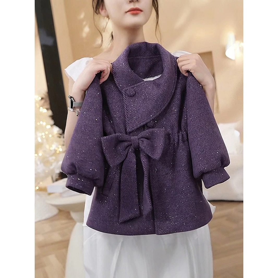 女童秋季新款呢大衣中长款韩版学院风外套中小童英伦风童装外套