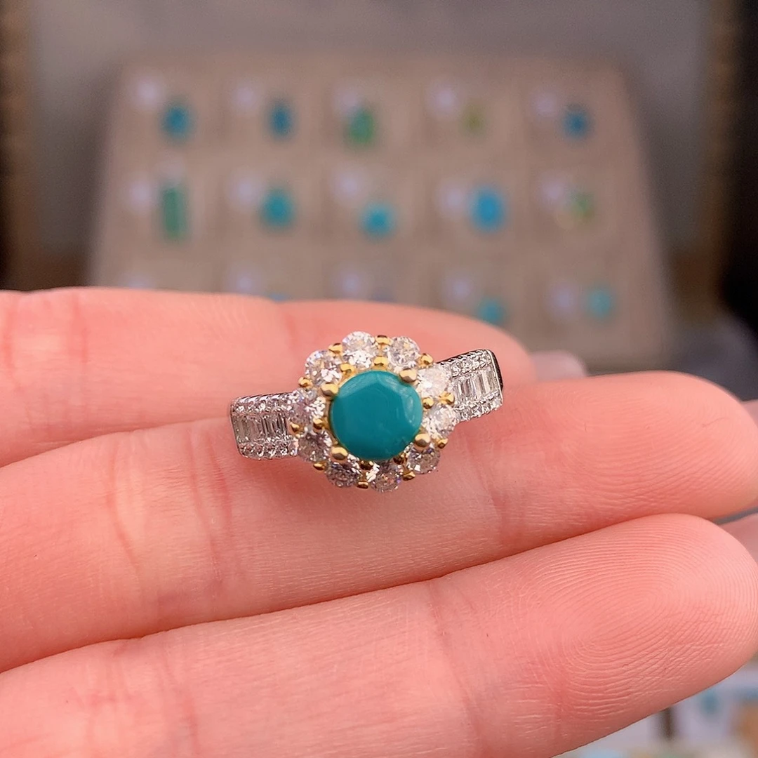 绿松石银S925镶嵌戒指