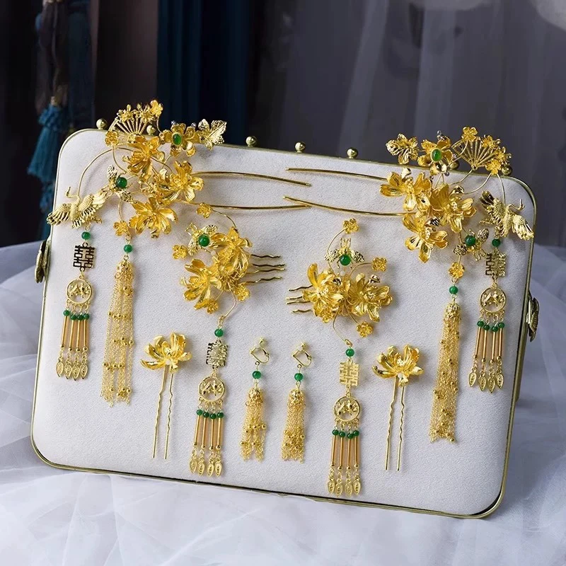 金色新款龙凤褂新娘秀禾头饰22221