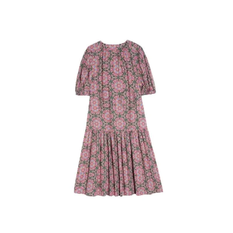 【万花梦镜】法式复古气质减龄印花连衣裙子女