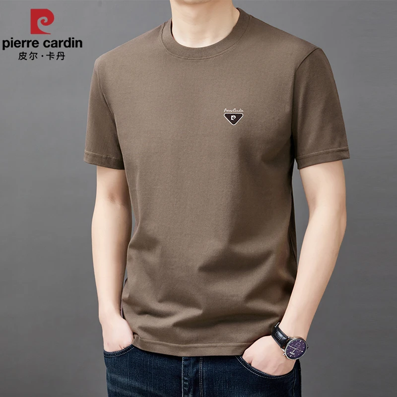 皮尔卡丹男士短袖T恤夏季薄款凉感短袖抗皱免烫男式圆领打底上衣