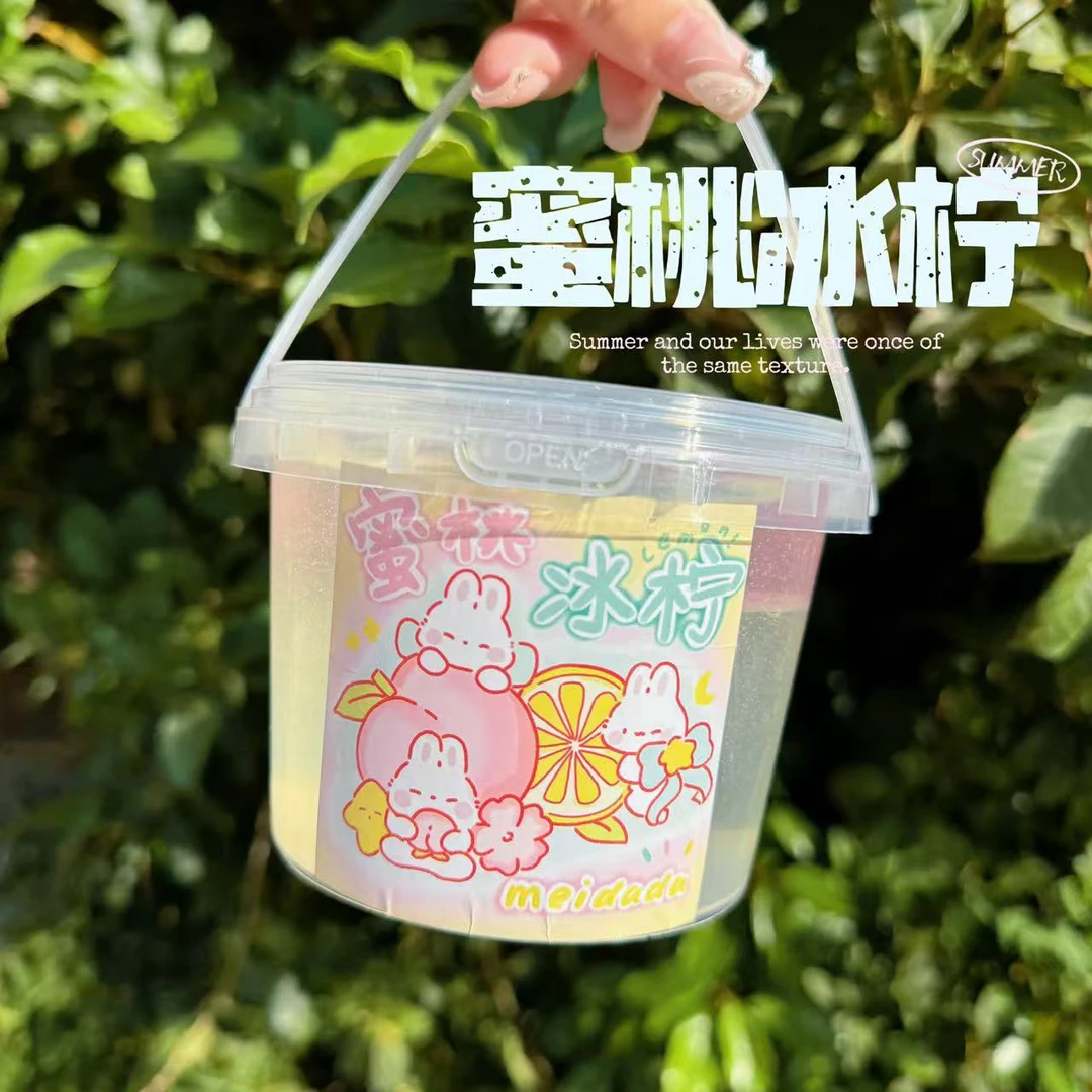 蜜桃冰柠 超透筋泡假水玩盒 美大大史莱姆