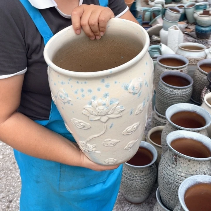 紫砂花盆口20高31瑕疵瑕疵