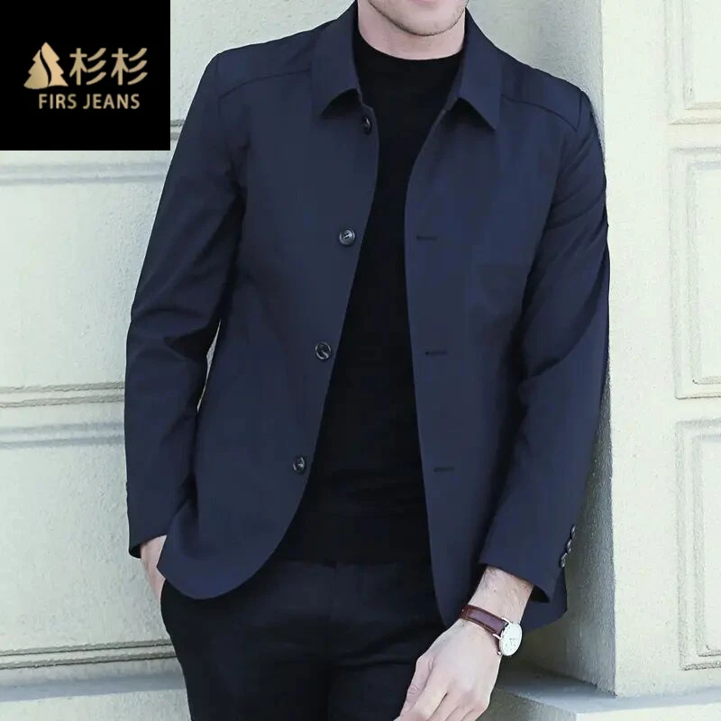 杉杉春季休闲外套男款2025新款男士高档商务中年爸爸装翻领夹克男