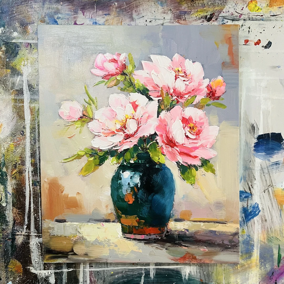 牡丹花挂画现代装饰画不含内框尺寸50.60cm