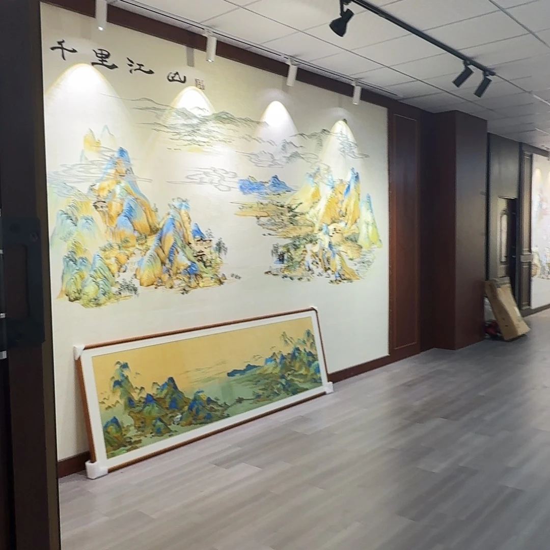 刺绣墙布秀云碧川