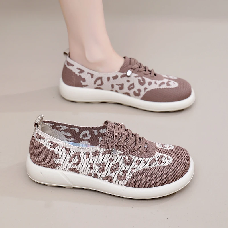 2025春秋新款软底防滑一脚蹬休闲百搭健步鞋时尚系带鞋轻便女单鞋