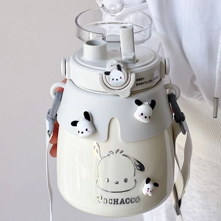 网红大肚子316保温杯女学生不锈钢杯子大容量水杯儿童吸管杯