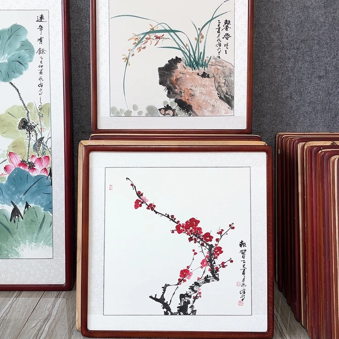国画书画作品带框63×63