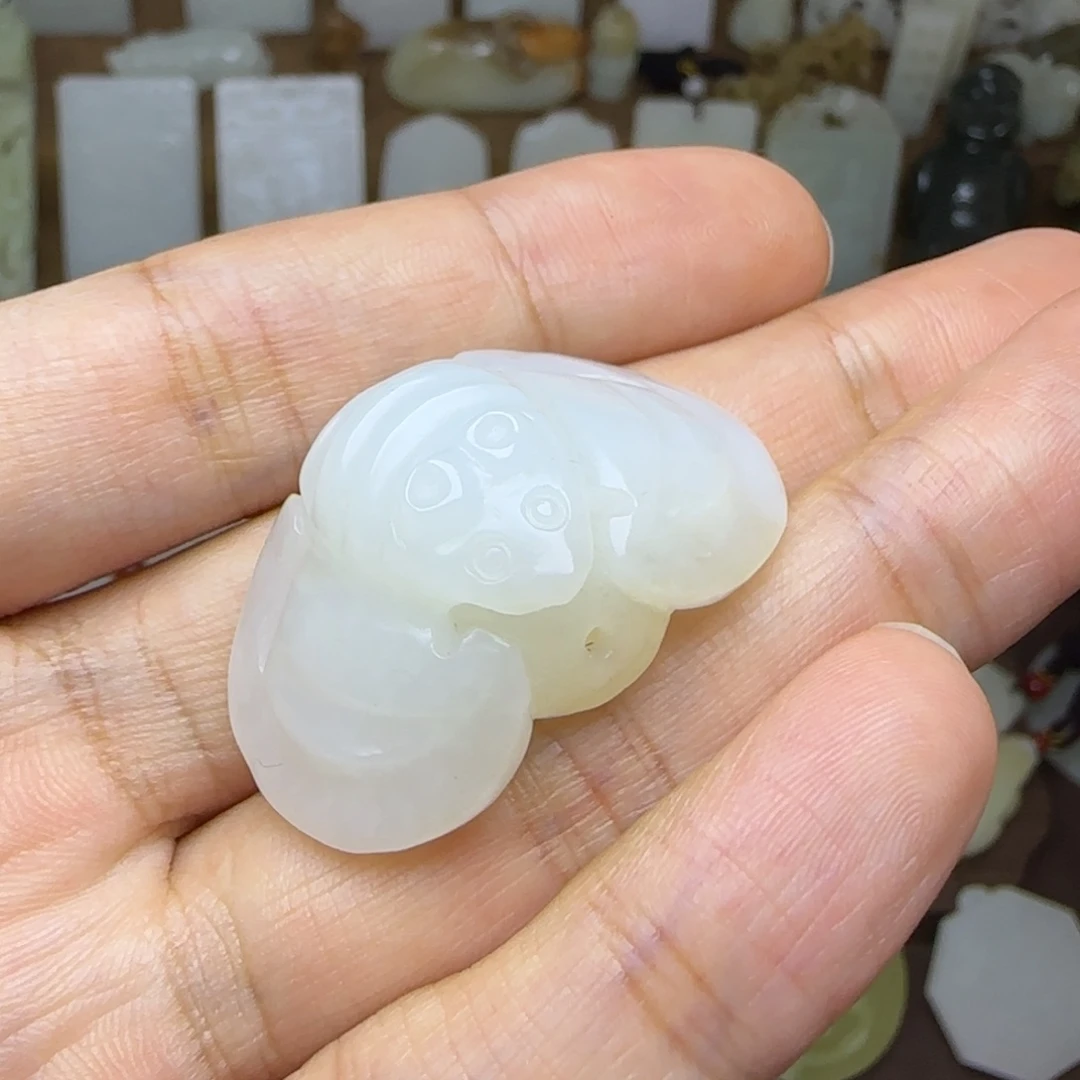 和田玉未镶嵌挂件福在眼前