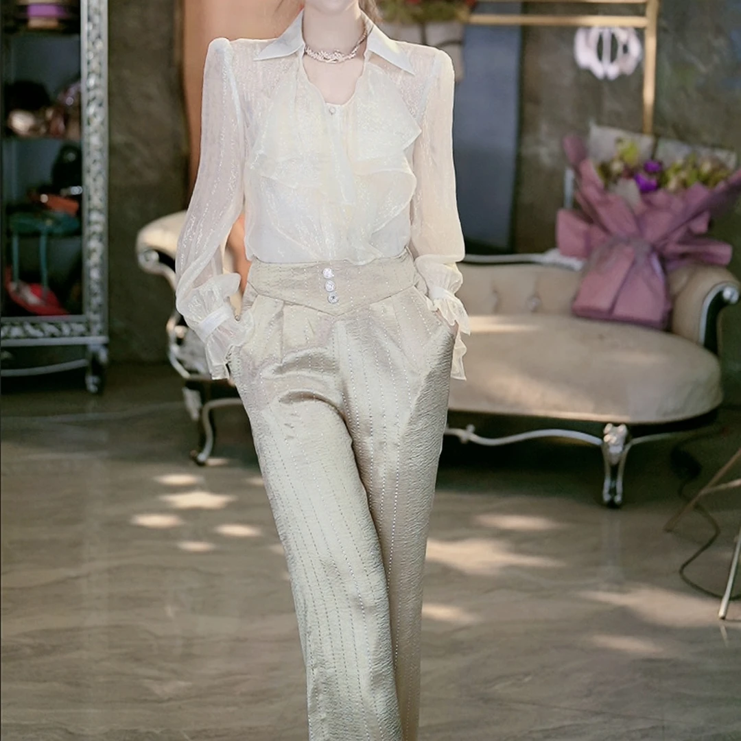 5-6【白金秀场】重工时尚气质百搭直筒阔腿裤