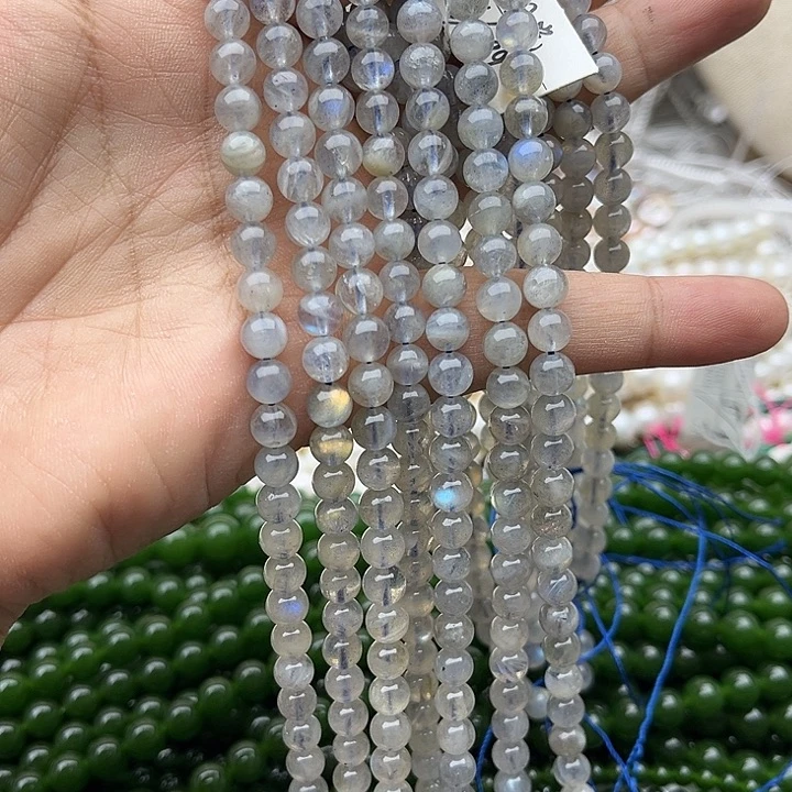 玛瑙/玉髓未镶嵌珠宝半成品一条6mm左右灰月光