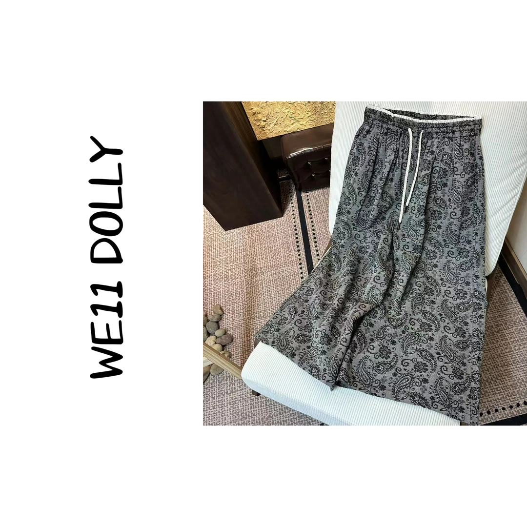 Dolly（腰果花）2025夏新款复古提花休闲阔腿裤