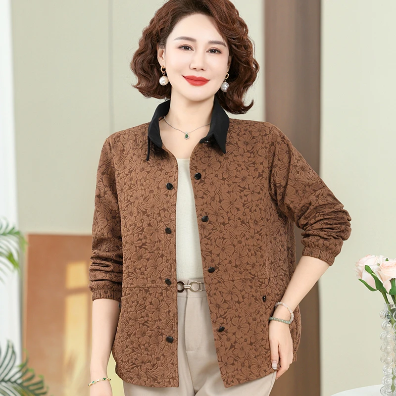 中老年妈妈外套女春秋新款洋气休闲夹克衫春装60岁70薄款开衫上衣