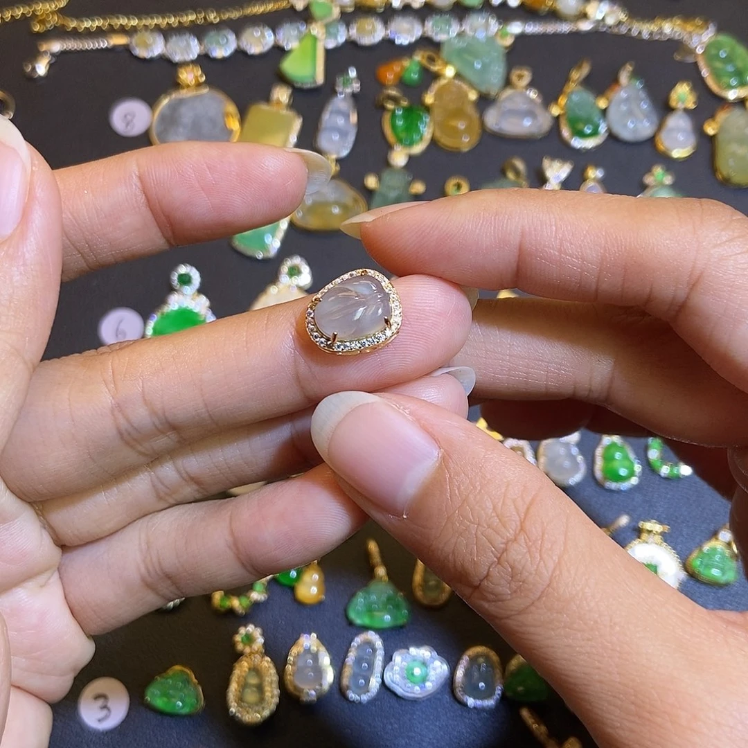 翡翠银S925镶嵌吊坠(不含链)