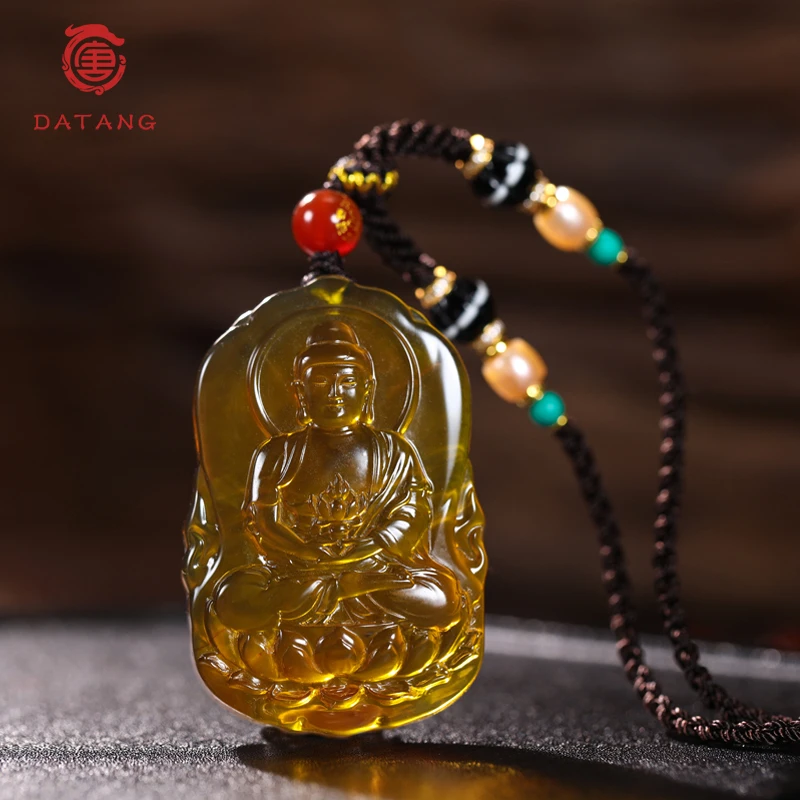 【木火通明】燃灯佛聚光留光琥珀吊坠X32693-多样性发其一