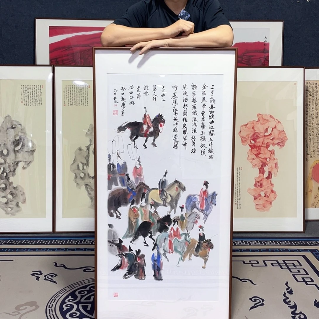 国画手绘画作品带框60/120