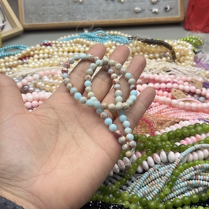 玛瑙/玉髓珠宝半成品未镶嵌一条6mm寿山石