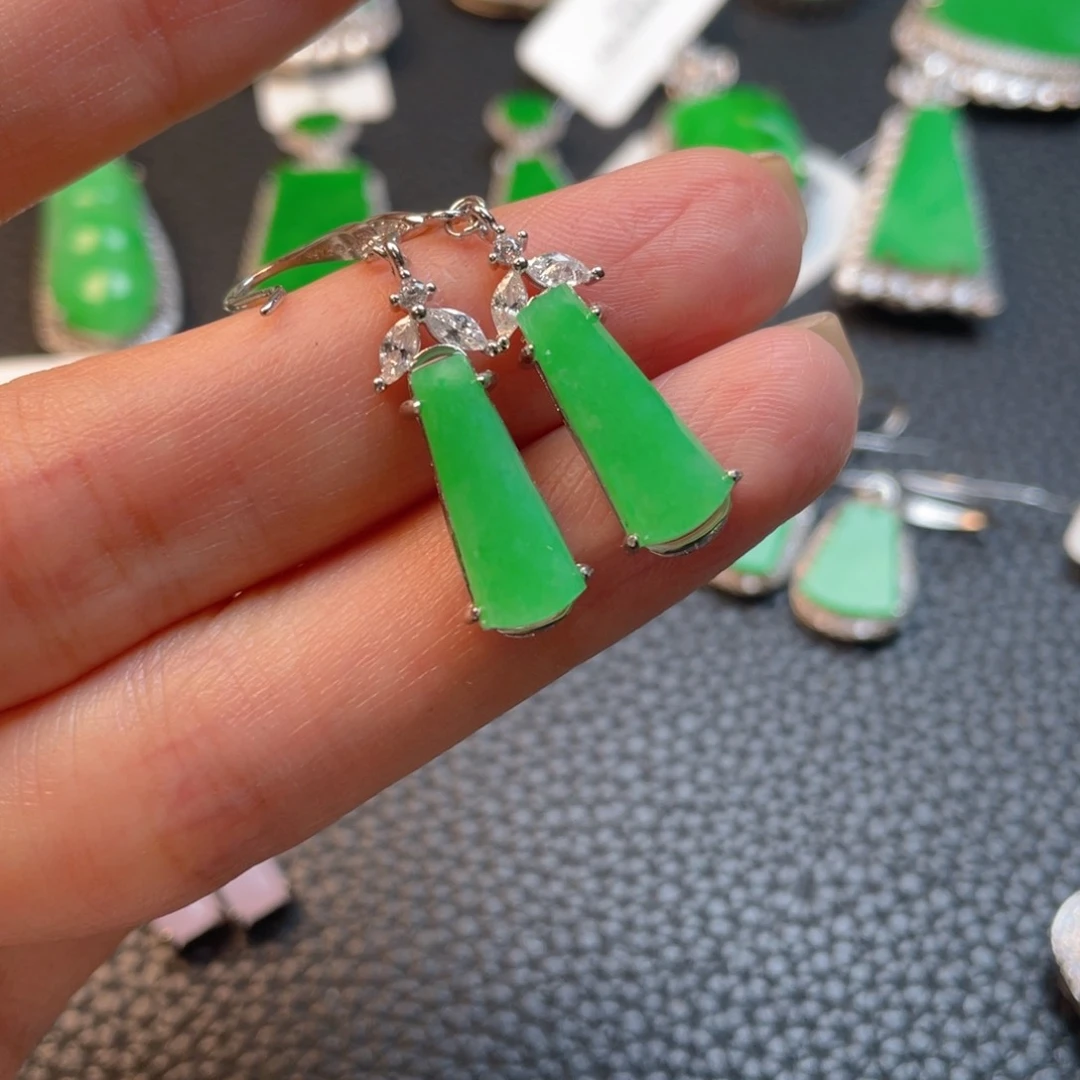 翡翠银S925镶嵌吊坠(不含链)耳坠