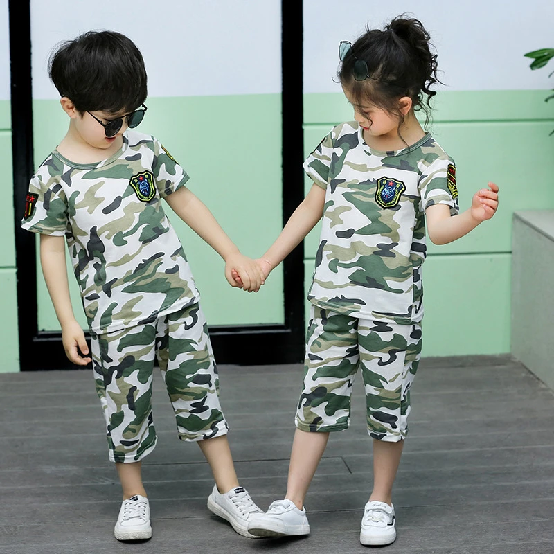女童特种兵夏装短裤军装套装衣服儿童军训服短袖男小孩迷彩服