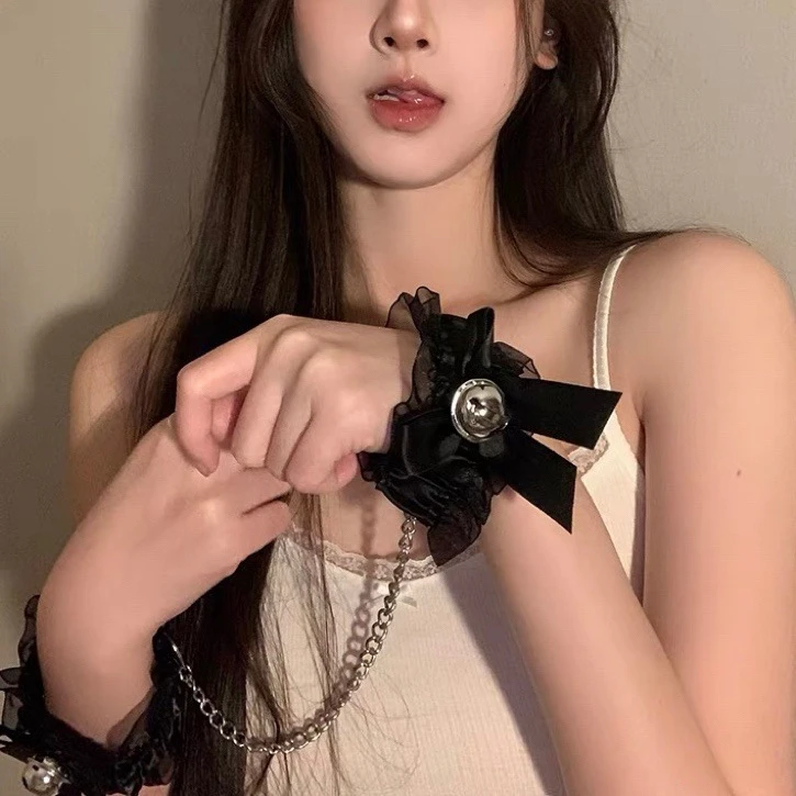 合金木质项链 月己项链性感蕾丝铃铛脖环牵引链
