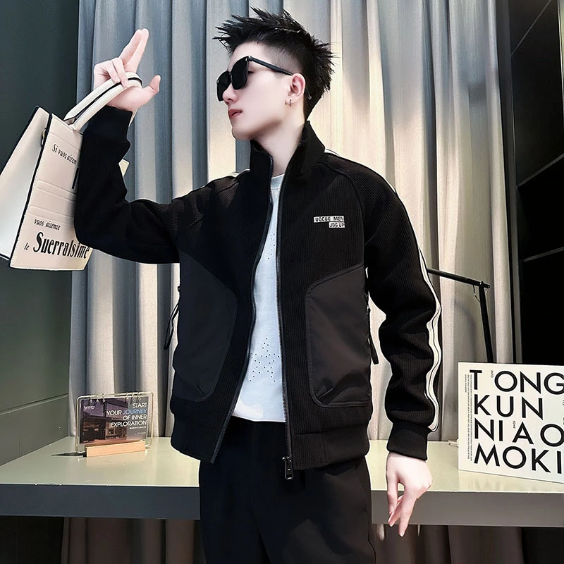 男士立领外套春秋季潮牌痞帅高级感刺绣夹克2025新款春装短款上衣
