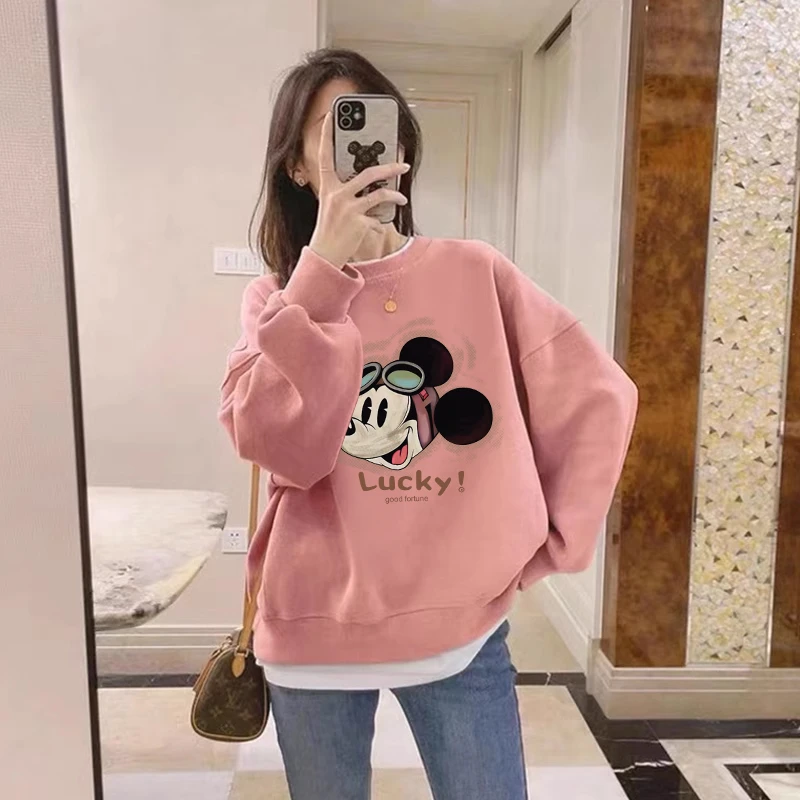 假两件圆领卫衣女2025新款秋冬宽松外套加绒加厚拼接上衣春秋薄款