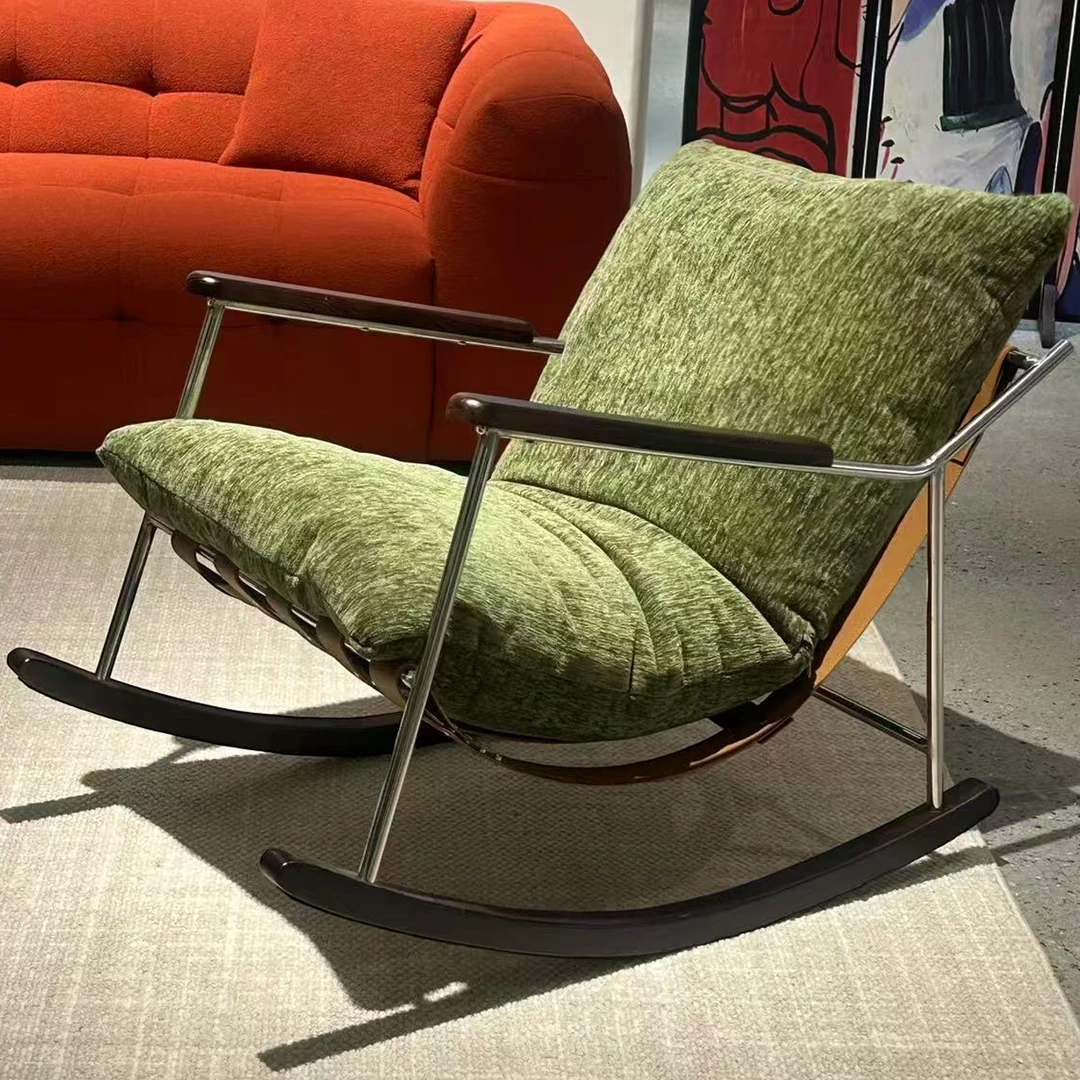 菲卡休闲沙发摇椅设计师躺椅客厅现代轻奢可拆洗软包沙发单人摇椅